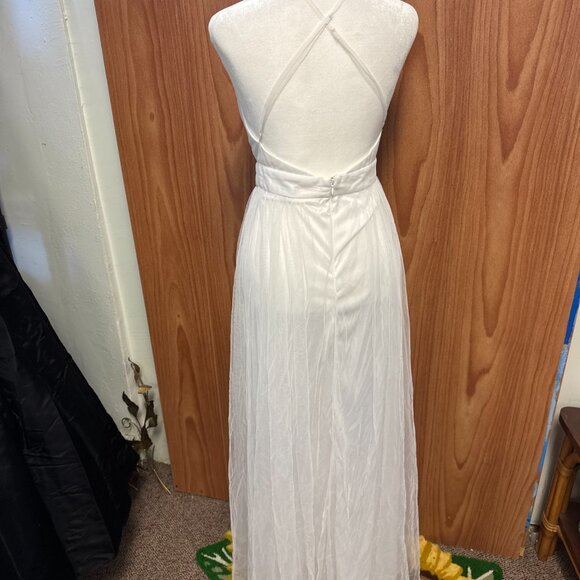 Windsor White Mesh Maxi Dress Criss Cross Back Adjustable Straps S Small - Picture 5 of 10